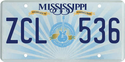 MS license plate ZCL536