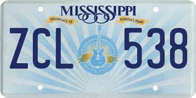 MS license plate ZCL538