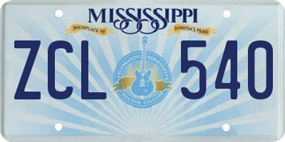 MS license plate ZCL540