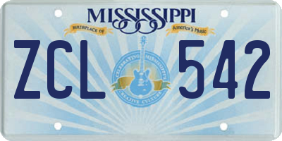 MS license plate ZCL542