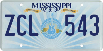 MS license plate ZCL543