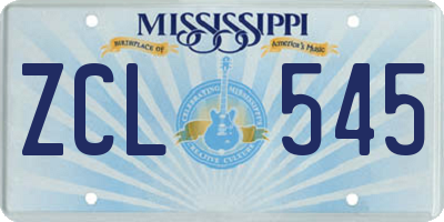 MS license plate ZCL545