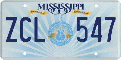 MS license plate ZCL547