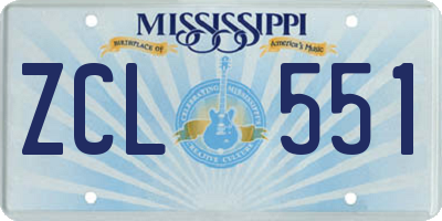 MS license plate ZCL551