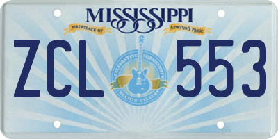 MS license plate ZCL553