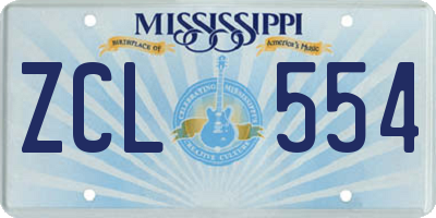 MS license plate ZCL554