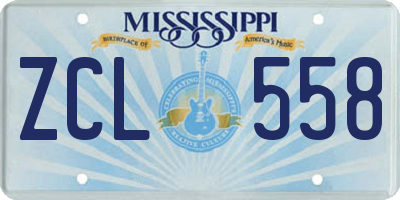 MS license plate ZCL558
