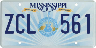 MS license plate ZCL561