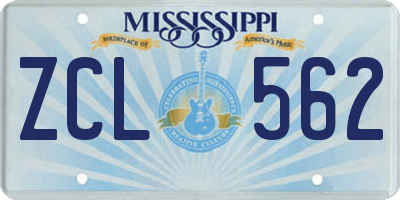 MS license plate ZCL562
