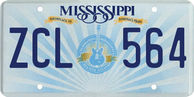 MS license plate ZCL564