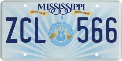 MS license plate ZCL566
