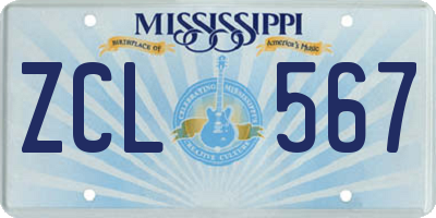 MS license plate ZCL567