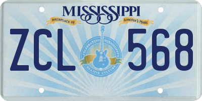 MS license plate ZCL568