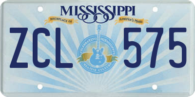 MS license plate ZCL575