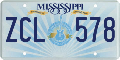 MS license plate ZCL578