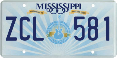 MS license plate ZCL581