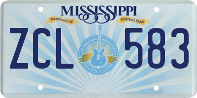 MS license plate ZCL583
