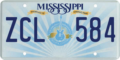 MS license plate ZCL584