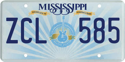 MS license plate ZCL585