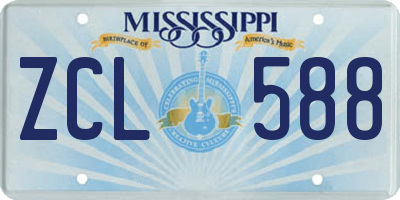 MS license plate ZCL588
