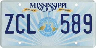 MS license plate ZCL589