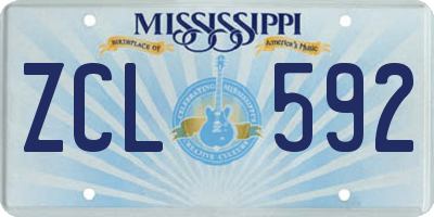 MS license plate ZCL592