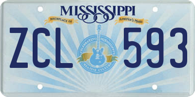 MS license plate ZCL593