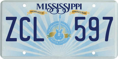 MS license plate ZCL597