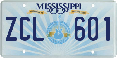 MS license plate ZCL601