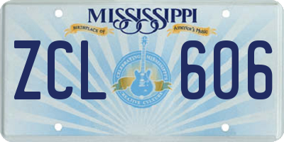 MS license plate ZCL606