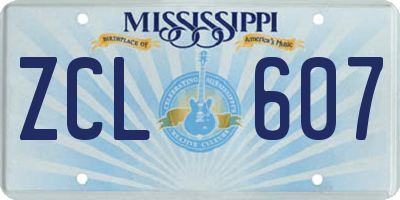 MS license plate ZCL607