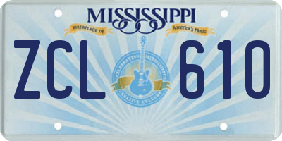 MS license plate ZCL610