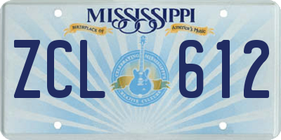 MS license plate ZCL612