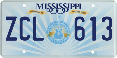 MS license plate ZCL613