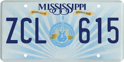 MS license plate ZCL615
