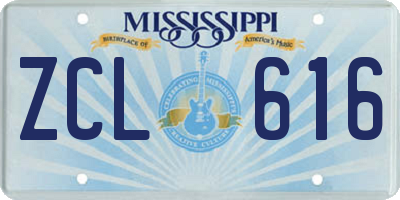 MS license plate ZCL616