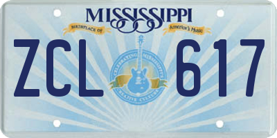 MS license plate ZCL617