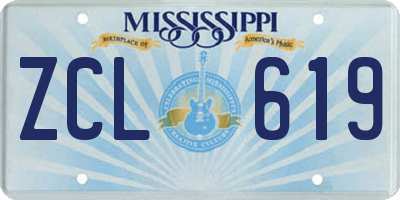 MS license plate ZCL619