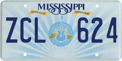 MS license plate ZCL624