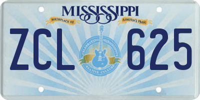 MS license plate ZCL625