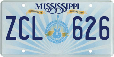 MS license plate ZCL626