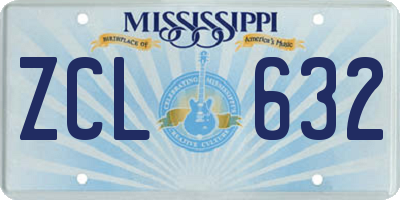MS license plate ZCL632