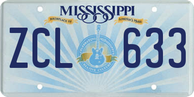 MS license plate ZCL633