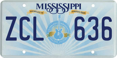 MS license plate ZCL636