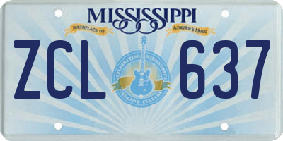 MS license plate ZCL637