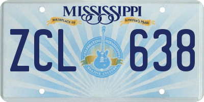 MS license plate ZCL638