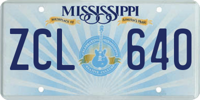 MS license plate ZCL640