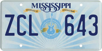 MS license plate ZCL643