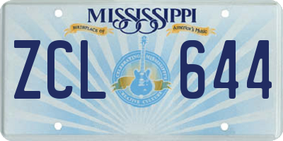 MS license plate ZCL644