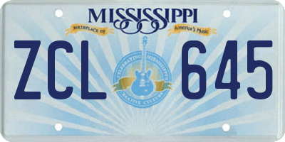 MS license plate ZCL645